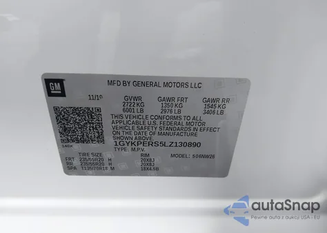 2020 Cadillac Xt6 Fwd Premium Luxury z USA, uszkodzony, nr VIN 1GYKPERS5LZ130890